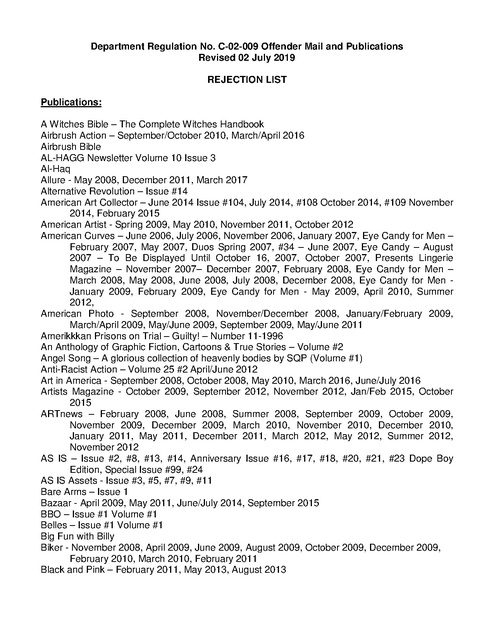 Xxvi Xxviii 2018 Download - Louisiana - disapproved publications (7-2-19) | Prison Legal News