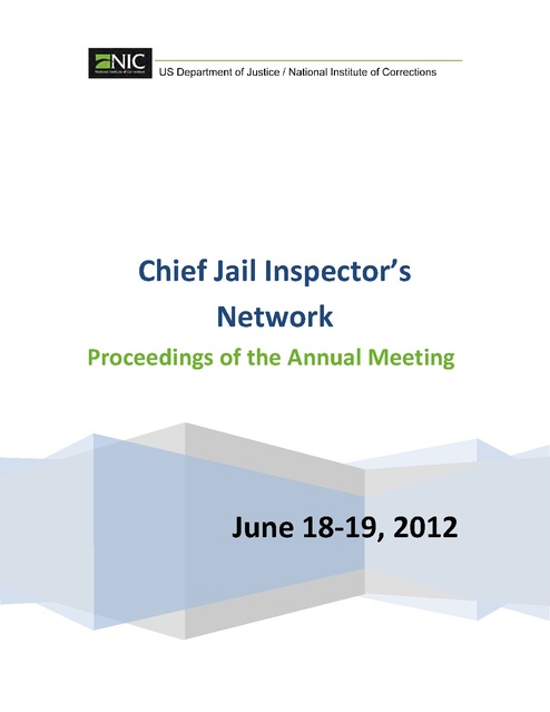 Proceedings Annual Meeting, June 18, Chief Jail Inspectors Network, 2012
